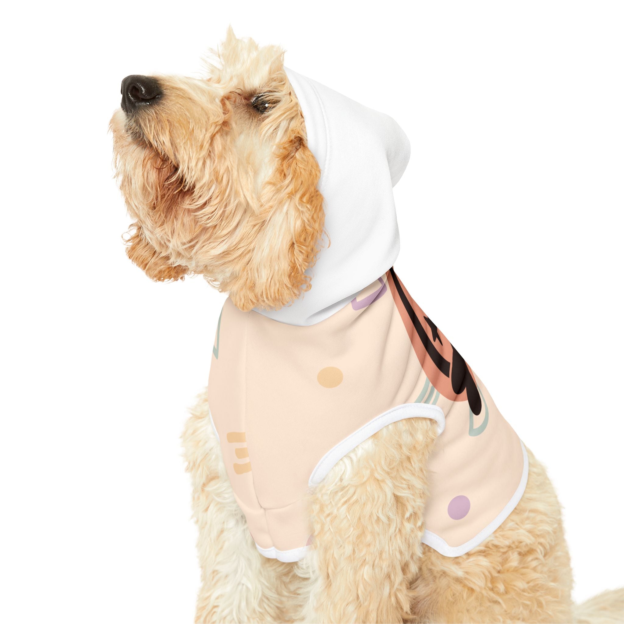 Pet Dog Hoodie Peach and Brown Bone by Print4More