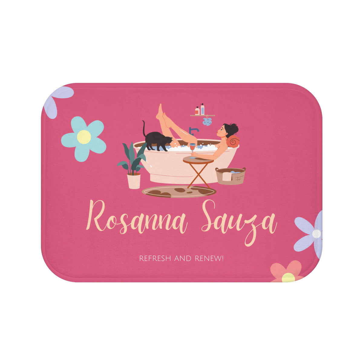 Customize Refresh and Renew Pink Bath Mat