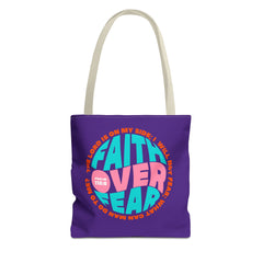 Tote Bag (AOP) Bible Verse (Faith over fear)