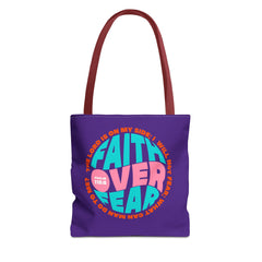 Tote Bag (AOP) Bible Verse (Faith over fear)