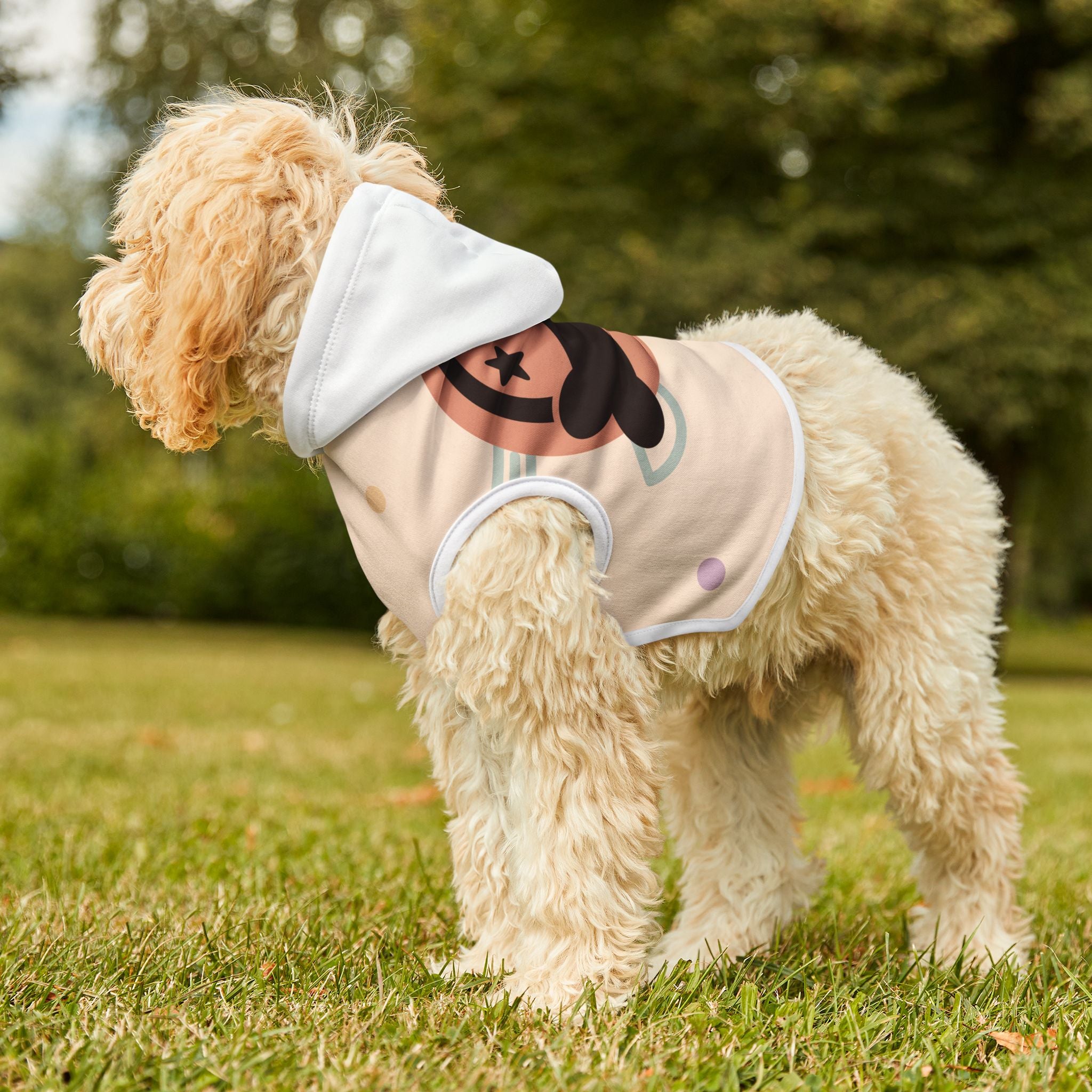 Pet Dog Hoodie Peach and Brown Bone by Print4More