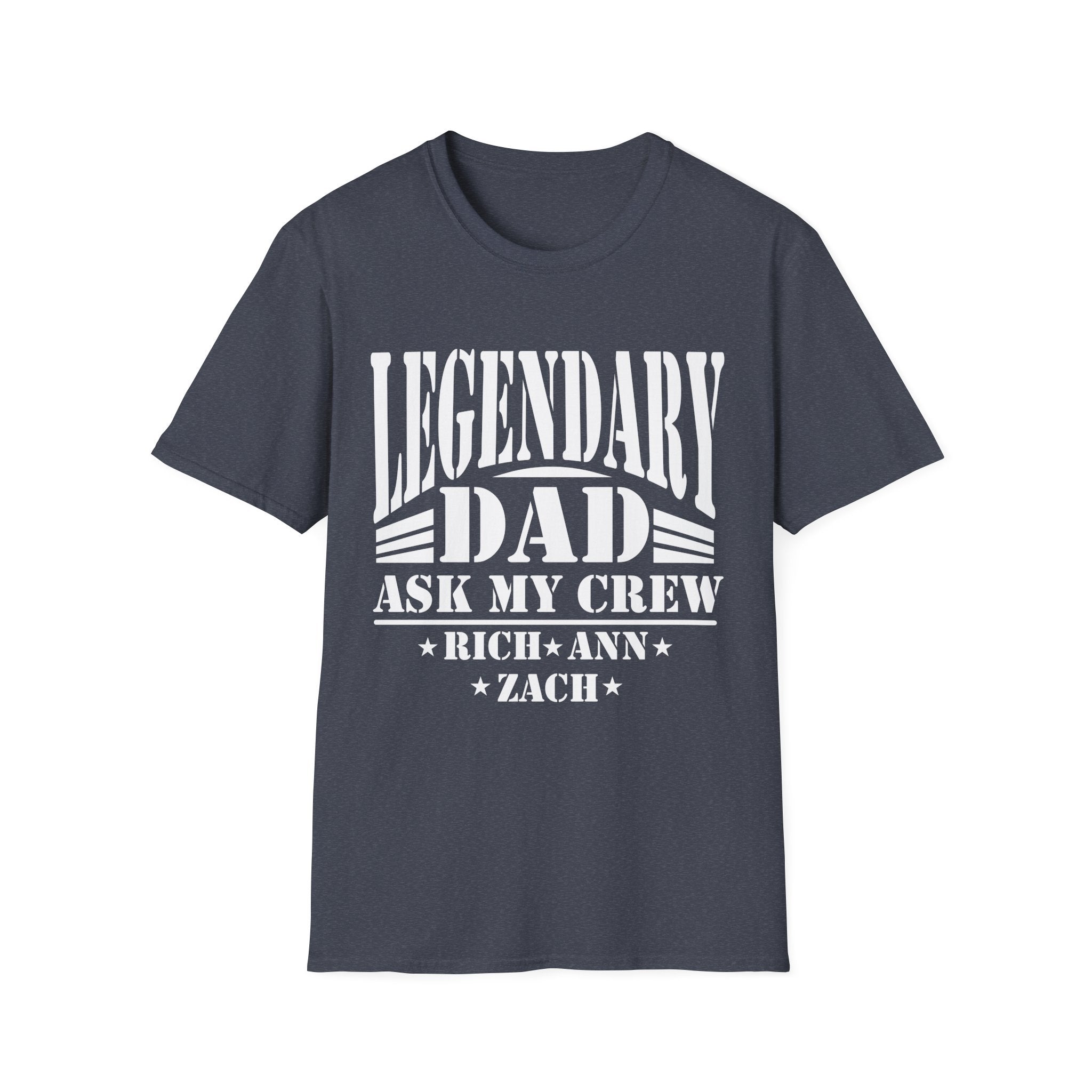 Unisex Softstyle T-Shirt  - Legendary Dad (Dark Colors) with  Custom Names