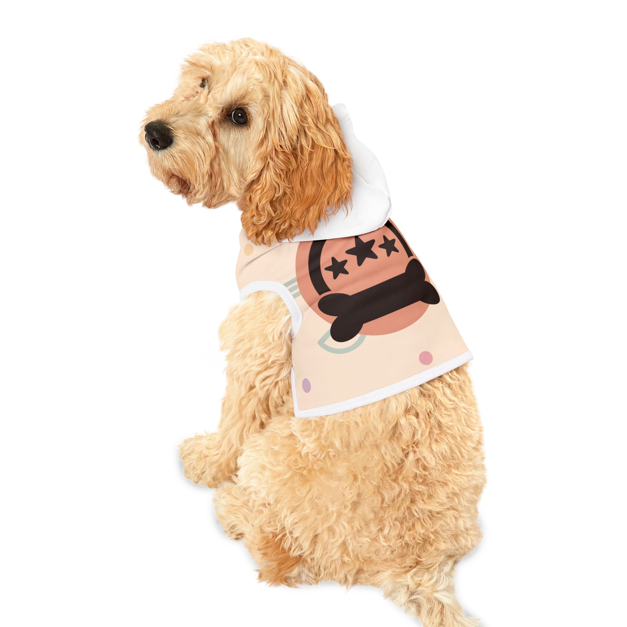 Pet Dog Hoodie Peach and Brown Bone by Print4More