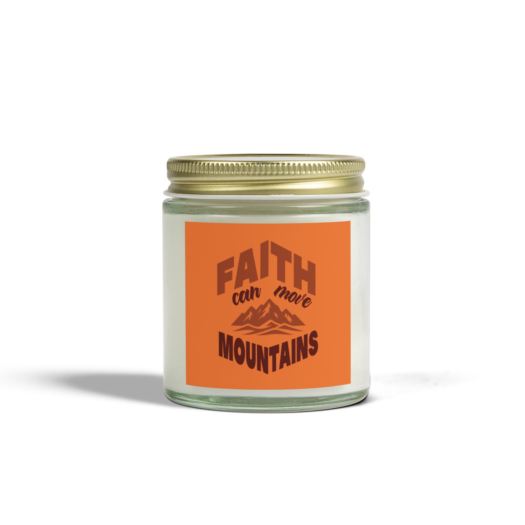 Scented Coconut Apricot Candles (4oz, 9oz) Bible Verse (Faith can move mountains)