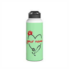 Stainless Steel Water Bottle, Standard Lid about Nurse with Custom Name