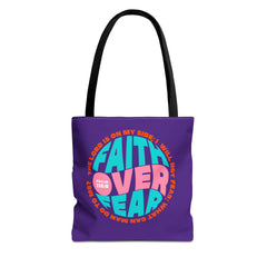 Tote Bag (AOP) Bible Verse (Faith over fear)